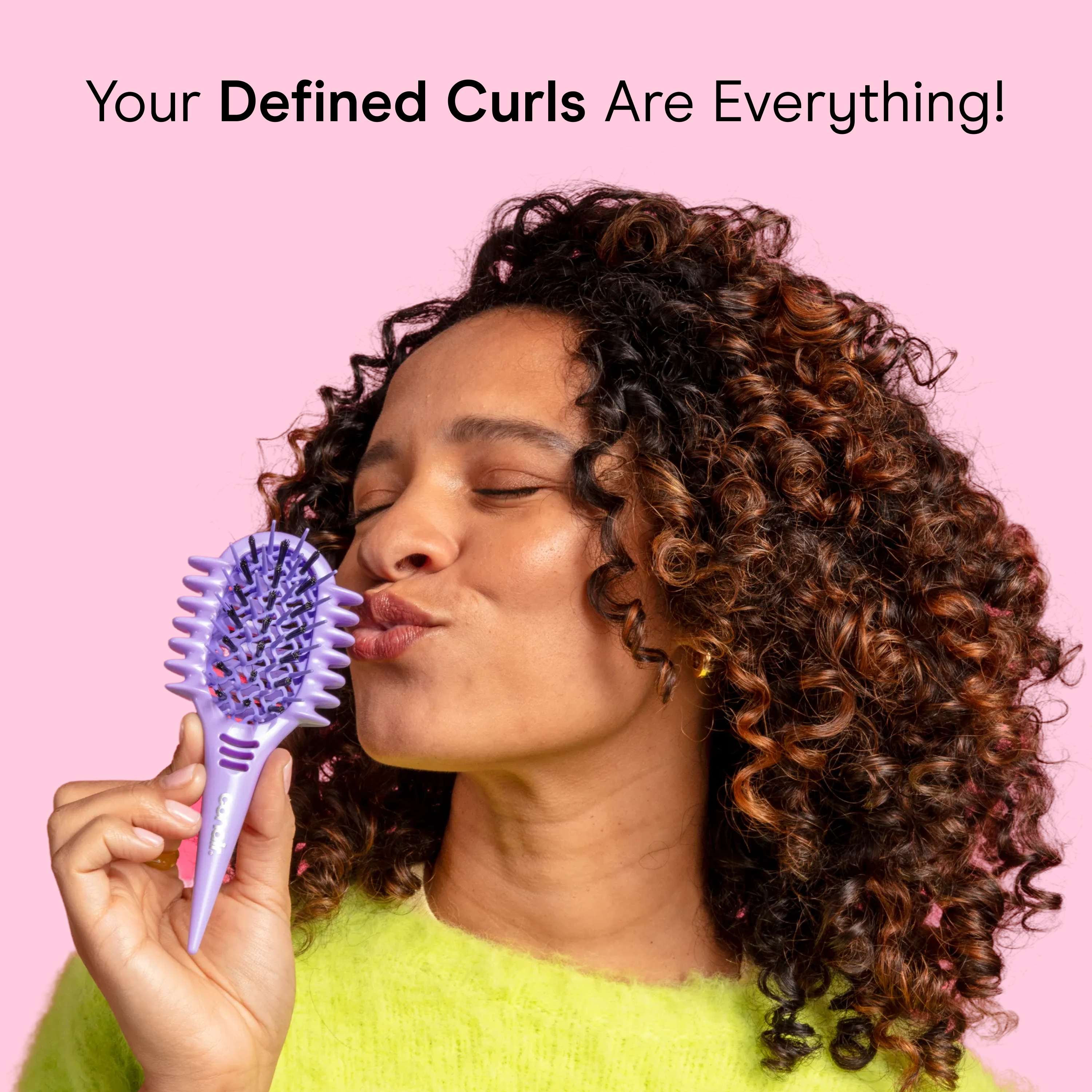 Conair Curl Define brush frame showing defined-curl results