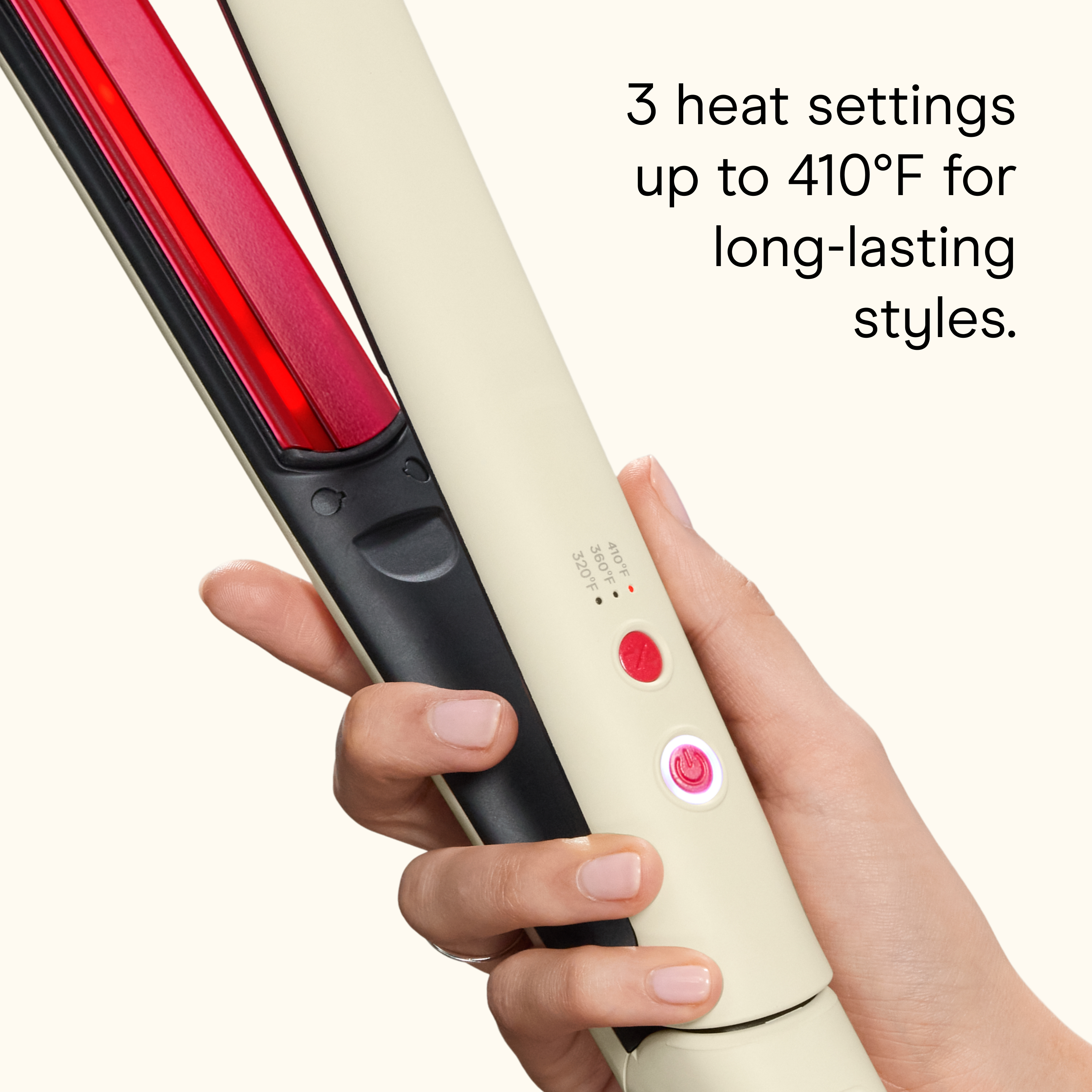 Conair flat iron frame detailing its adjustable heat settings