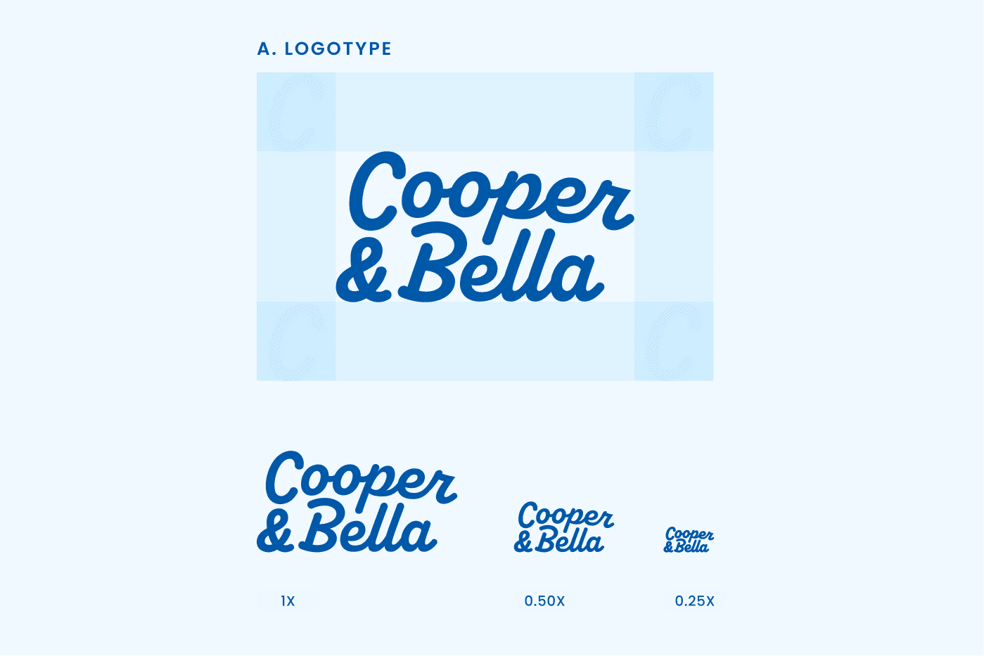 Cooper & Bella logotype specification board
