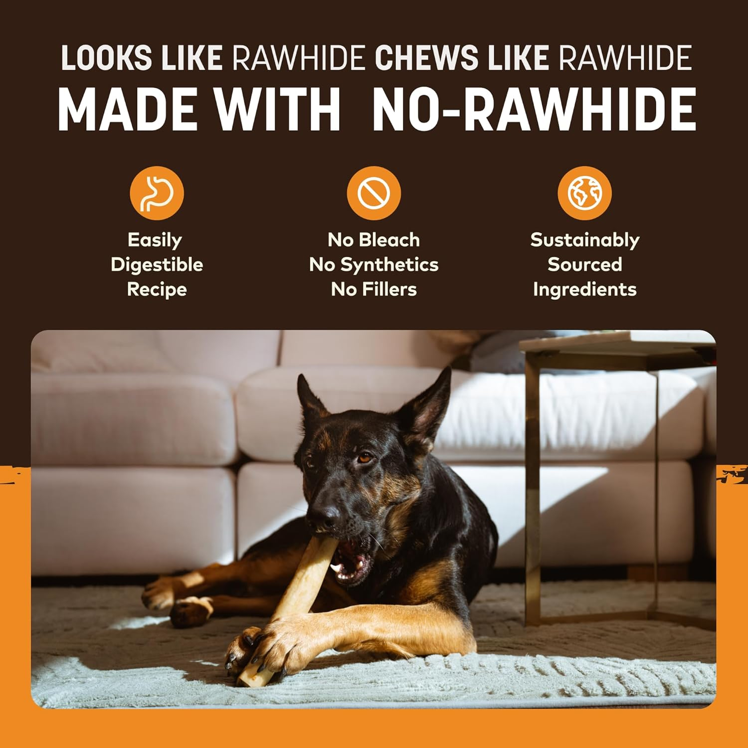 Earth Animal No-Hide 'No-Rawhide' benefit module with a German Shepherd