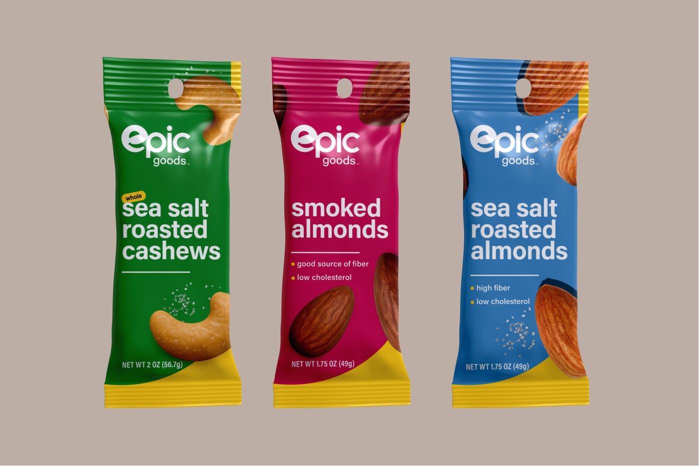 Epic Goods beef jerky pack in deep blue and green packaging