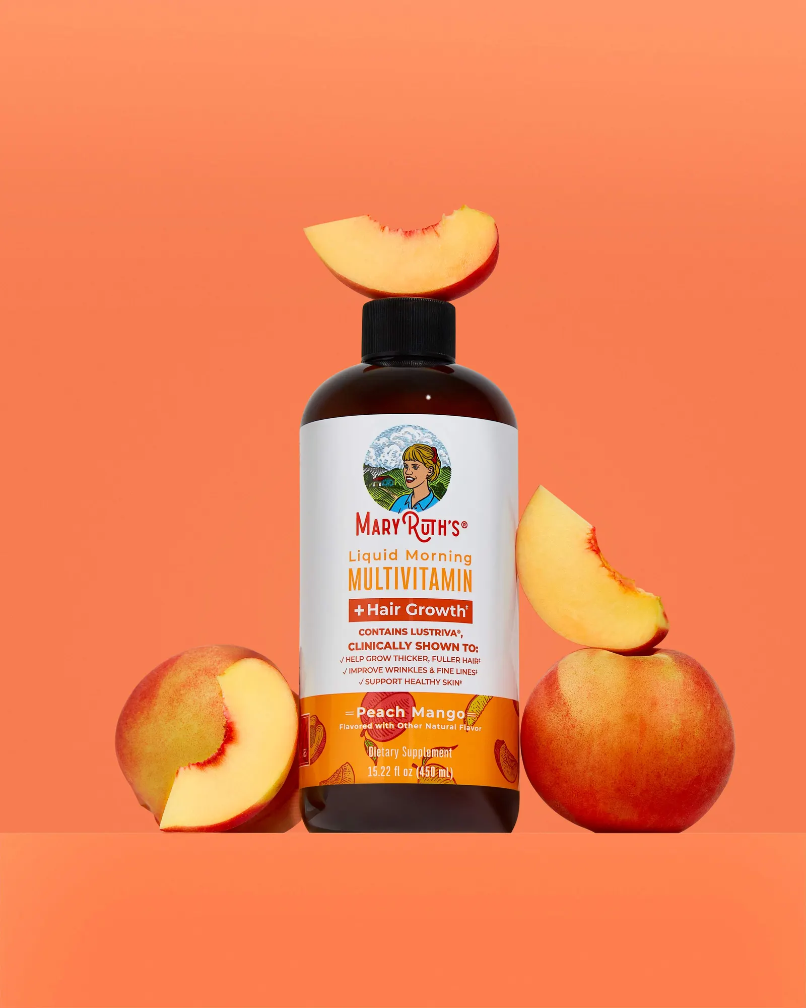 MaryRuth&rsquo;s supplement styled cleanly on a bright color field for promotional use