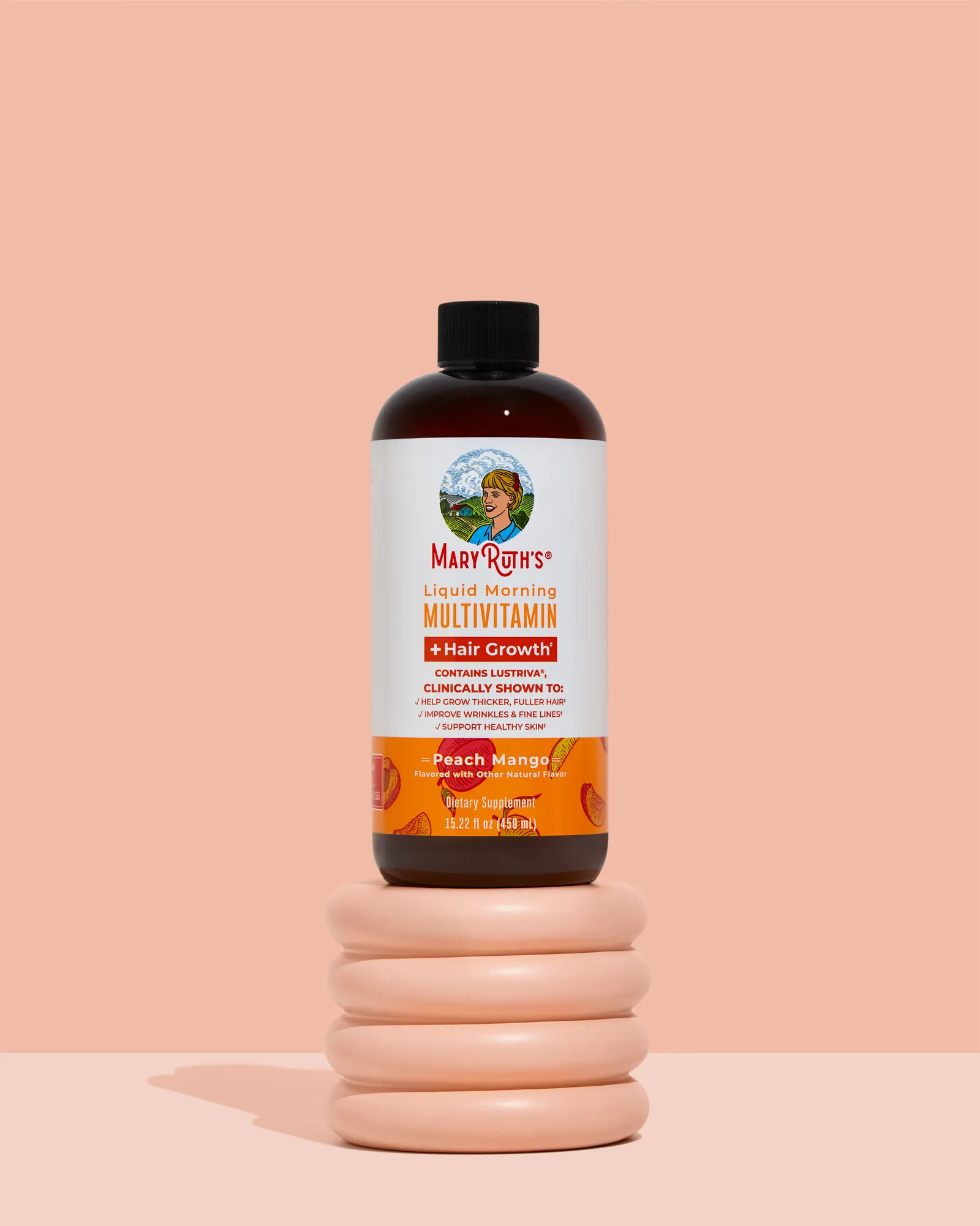 MaryRuth&rsquo;s bottle photographed with its flavor ingredients in a confident color story