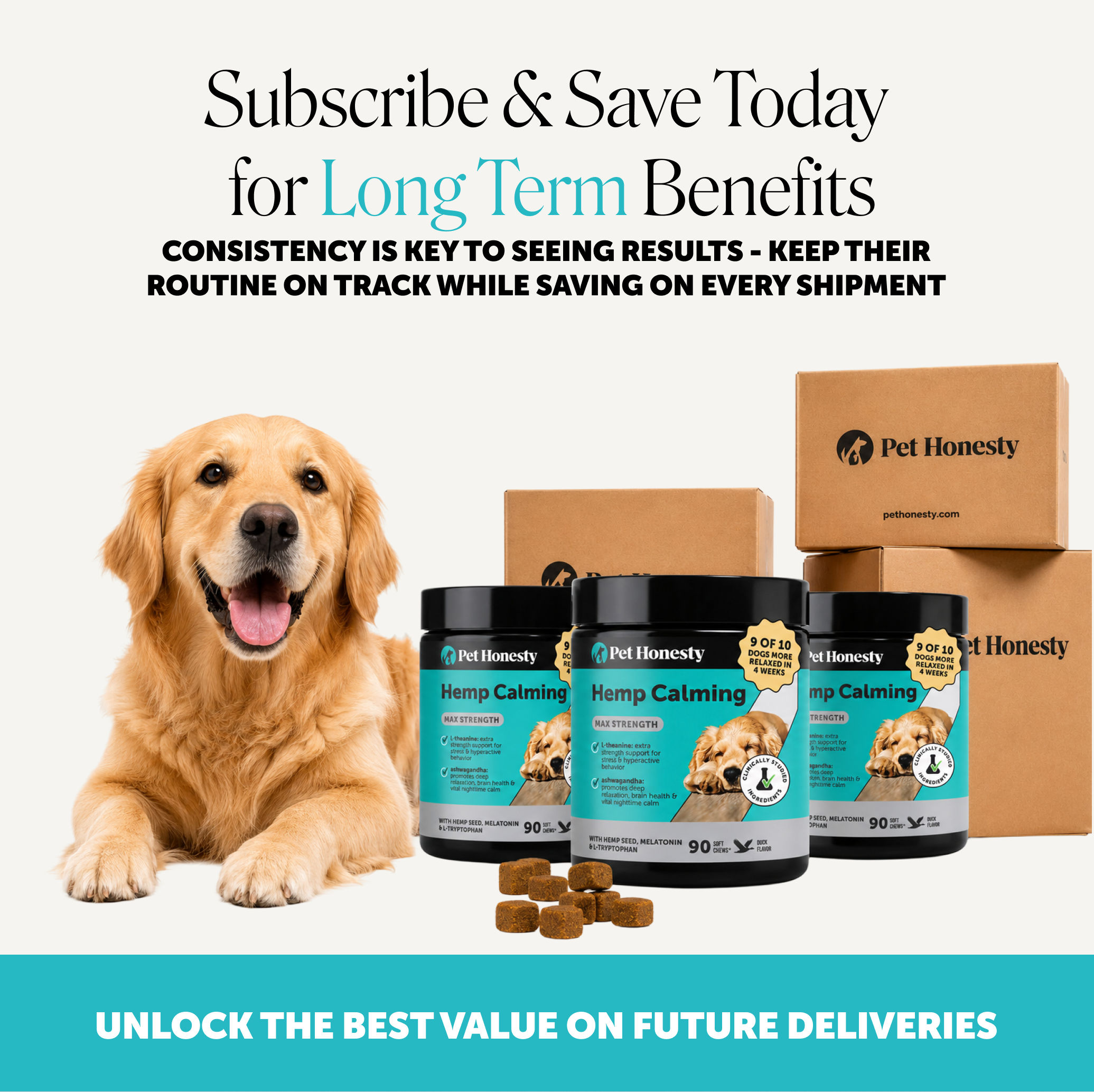 Pet Honesty Calming subscribe-and-save frame